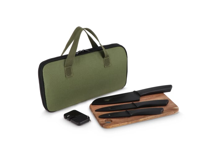 Set de couteaux personnalisé avec planche Chef on the Go Vert foncé